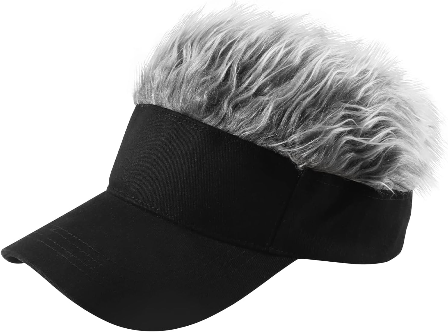 Men’s Visor Hat with Hair Funny Spiked Hair Wig Hat Novelty Adjustable Baseball Cap