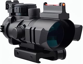 Tactical 4x32 Rifle Prism Fiber Optic Red & Green &Blue Dot Illuminated Reticle Airsoft Scope Hunting Gun Iron Sight fit Picatinny Weaver Rail Hunting - wipboten