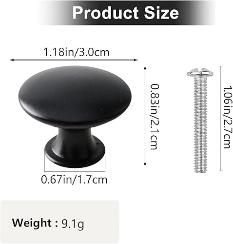 Miniatura 2 de Mokife Perillas negras para cómoda, paquete de 12 tiradores de gabinete de cocina vintage, manijas redondas de metal para puertas de armario con