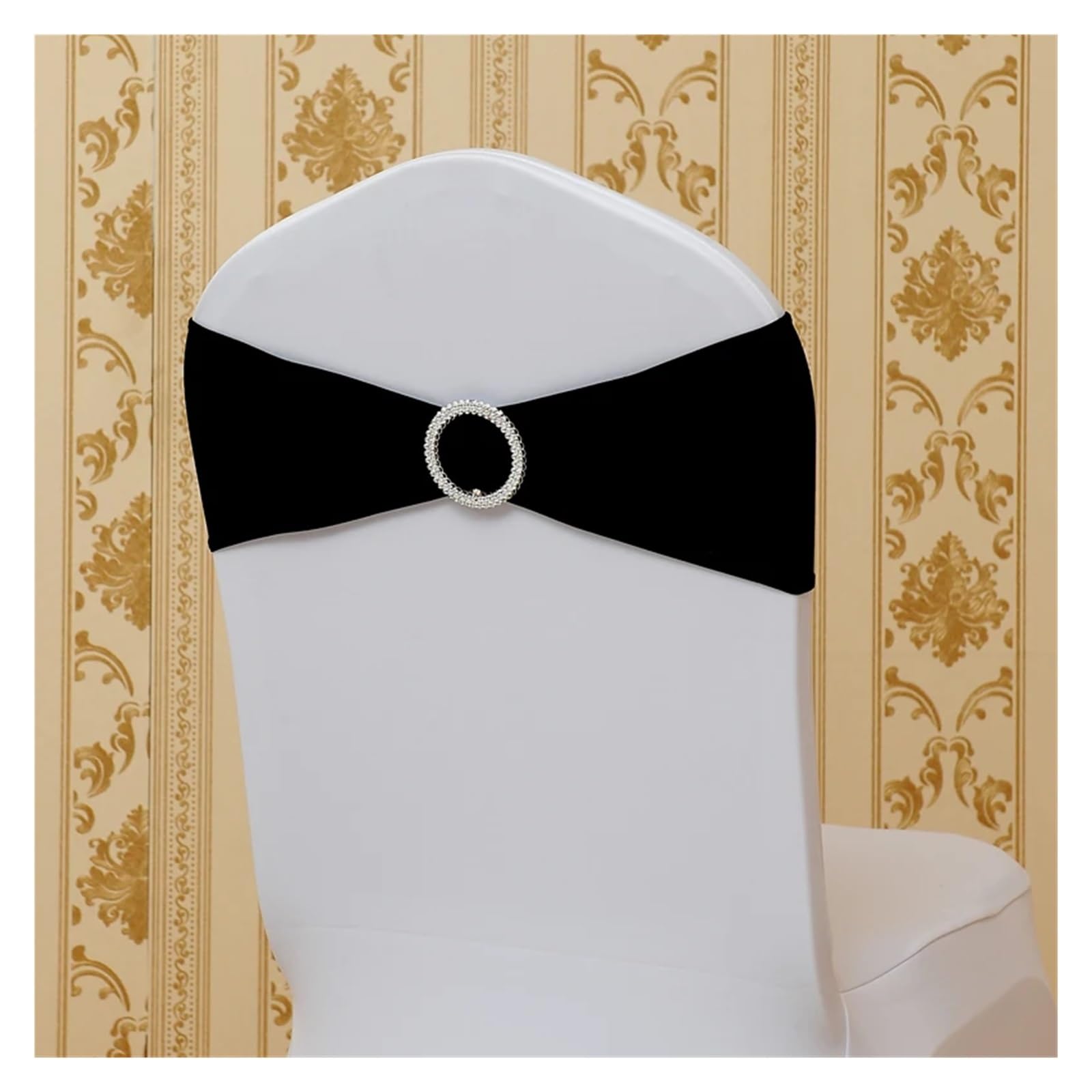 YGSGJSP Chair Sashes 10Pcs Chair Decoration, Back Bow, Strap, Gauze Ribbon for Wedding(Black)