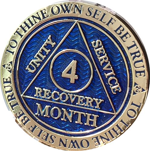 RecoveryChip4 Month AA Medallion Reflex Blue Gold Plated 120 Day Chip