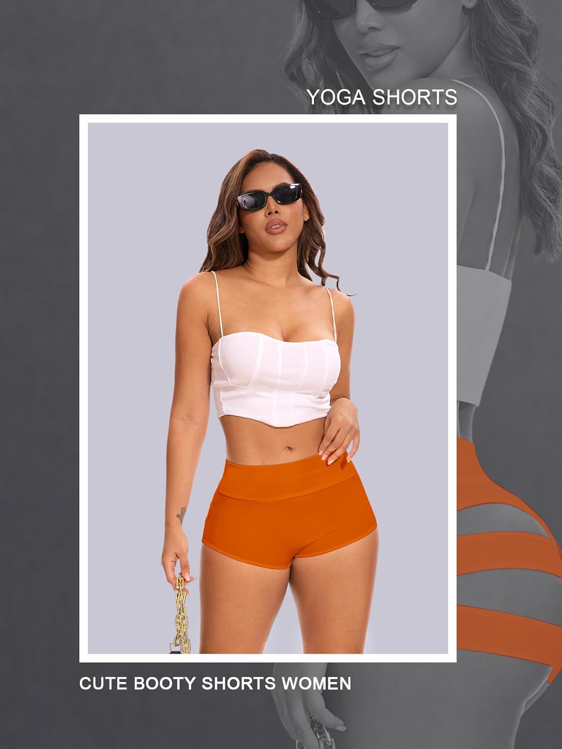 Cut Out Yoga Shorts Booty Butt Lifting Scrunch Shorts High Waisted Workout Gym Active Hot Pants - Image 3