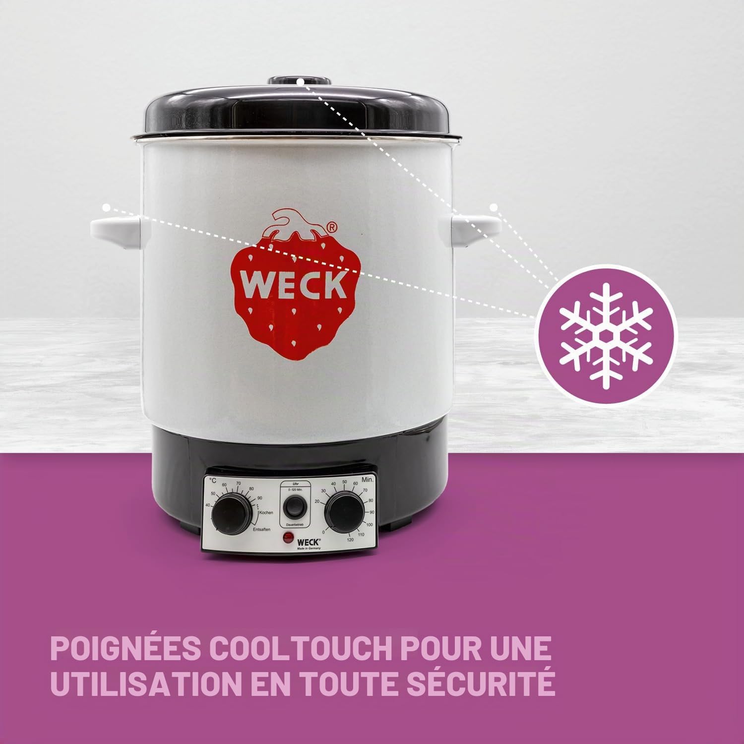 Weck Stérilisateur électrique WAT 15, 29 litres, Émail, Autocuiseur programmable avec thermostat et minuterie