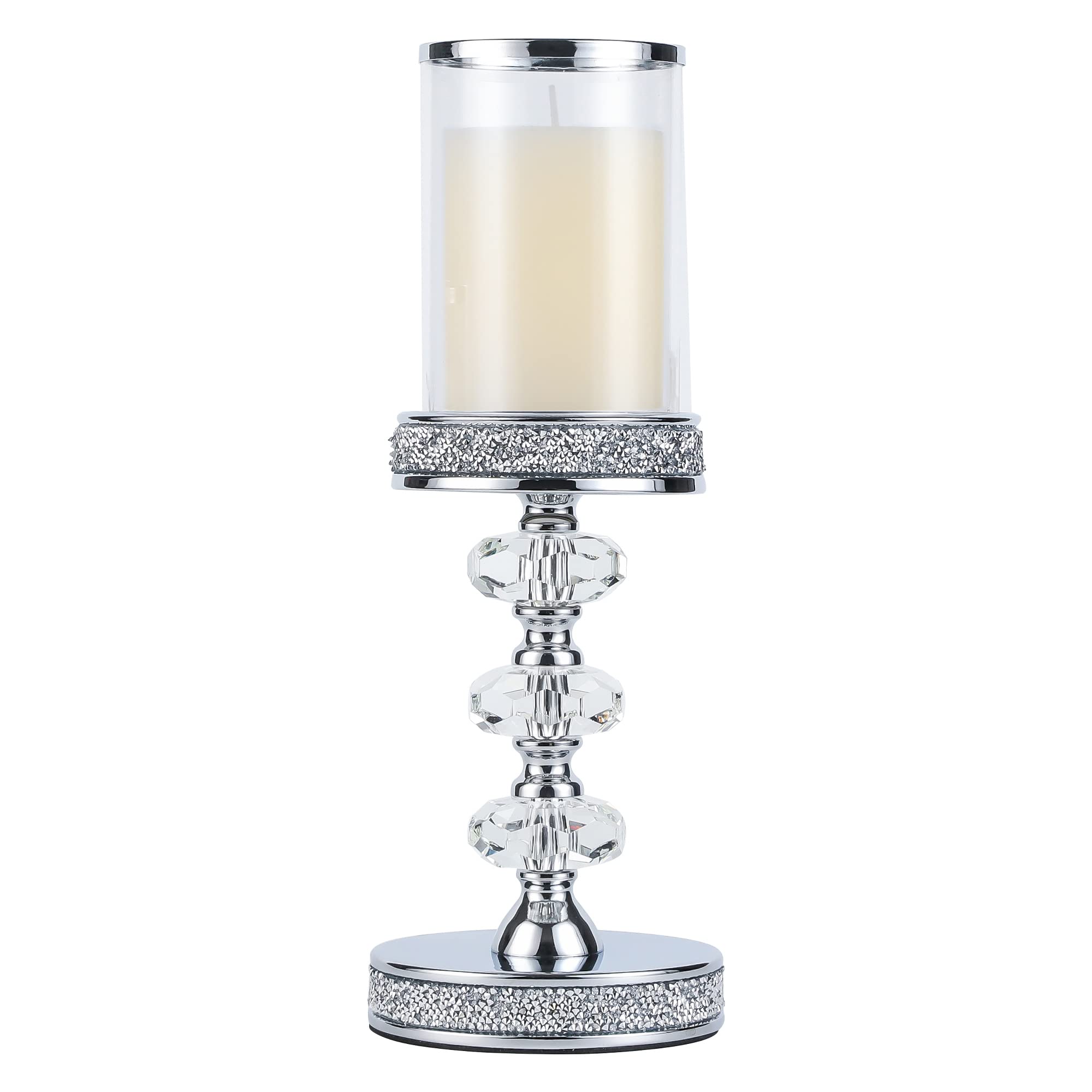 HanjueCandle Holder, Pillar Candle Holders, Crystal Candlesticks Holder for Wedding, Parties, Events, Chirstmas,Home Decor, Table Centerpieces CH048LD