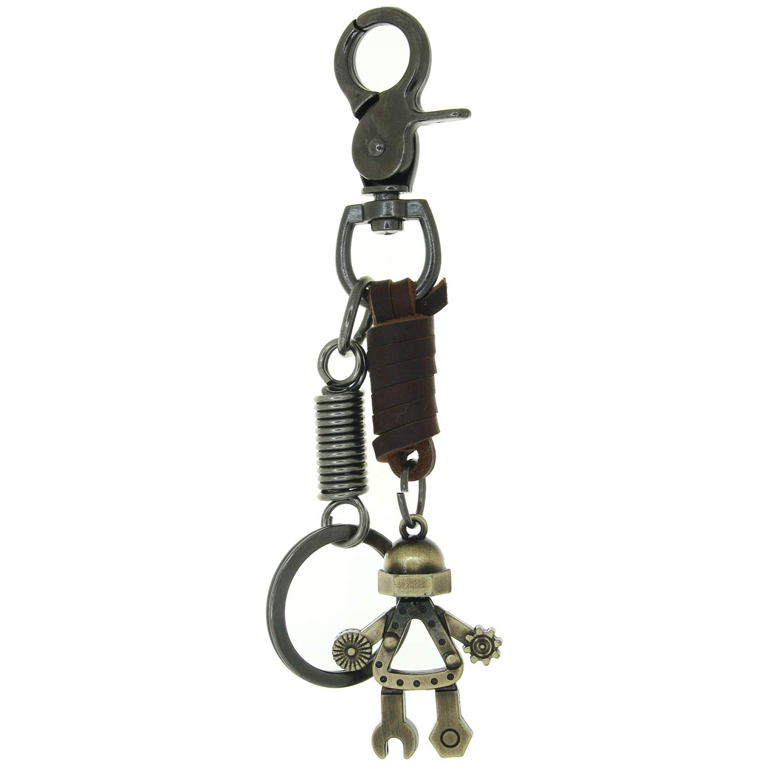 TIMEMAXVintage Genuine Cow Leather Keychain Bronze Buckle Keyring Swivel Clasps