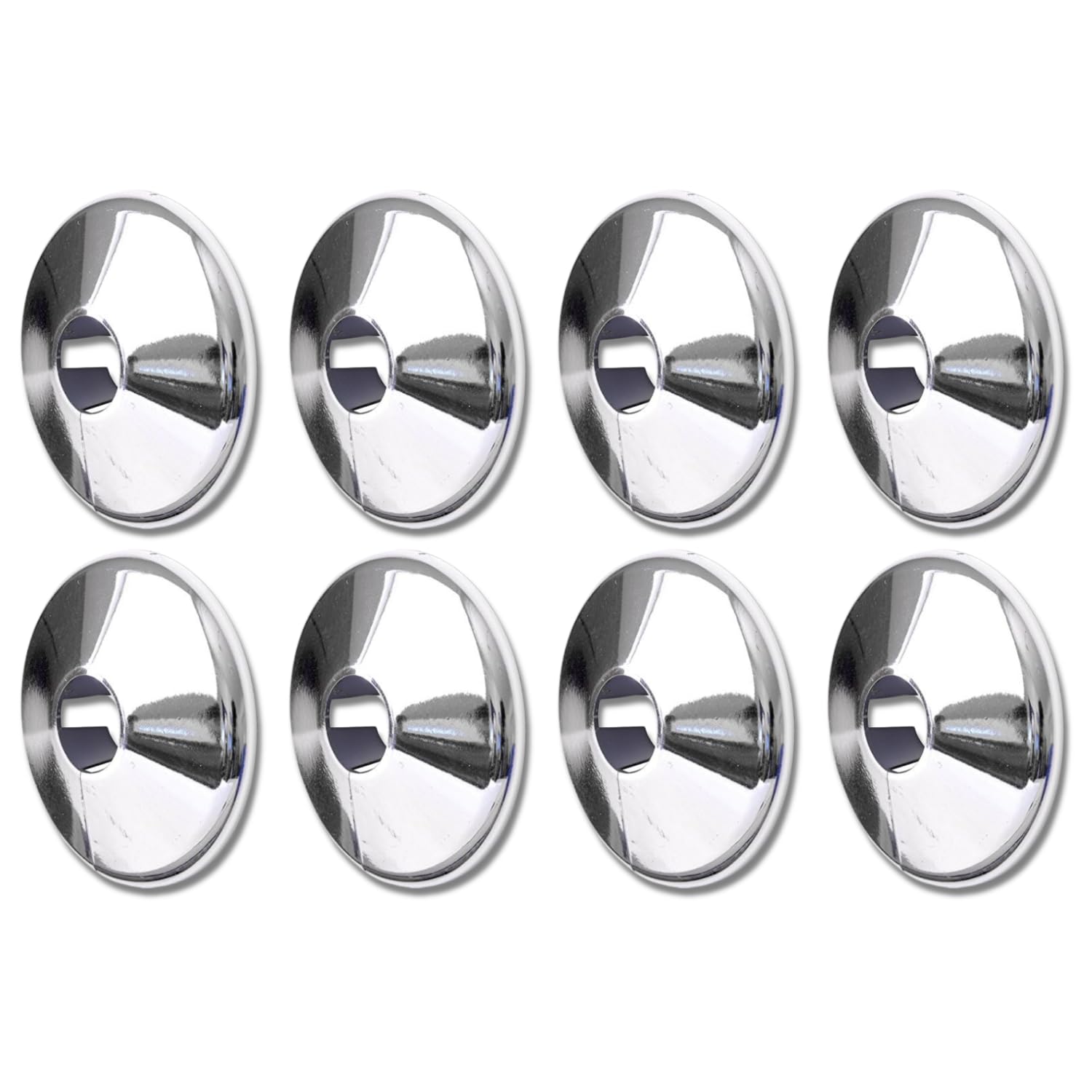 Marco Paul 8pc Radiator Pipe Covers Chrome - Long Lasting PVC Chrome Pipe Covers 15mm For Floor - Stylish Floor Rings For Laminate Carpet Vinyl - Easy To Install Snap On Pipe Collars 15mm — image 1