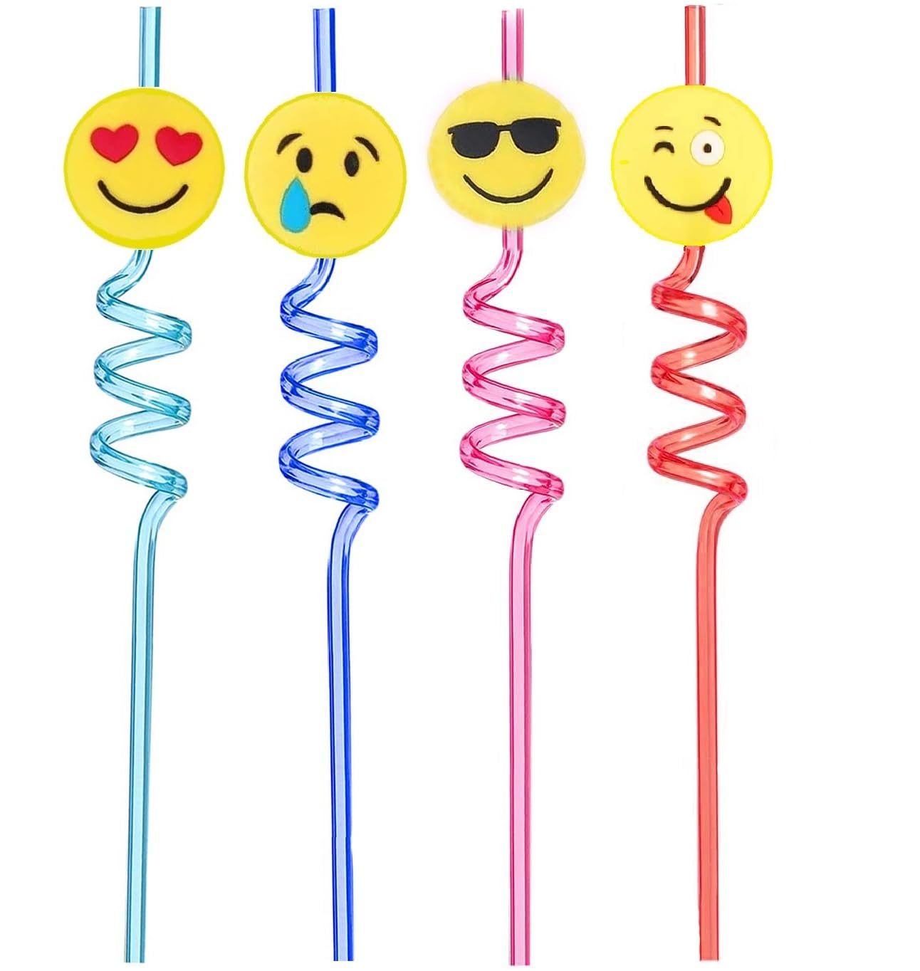 MobFest® 8 Pcs Reusable Spiral Food Grade Straw for Milkshakes, Frozen Drinks, Kids Birthday Party & Festive Occasion BPA Free Straw | Multicolor, Smiley Design (2) (B0CFFKSJWR) Amazon Price History, Amazon Price Tracker