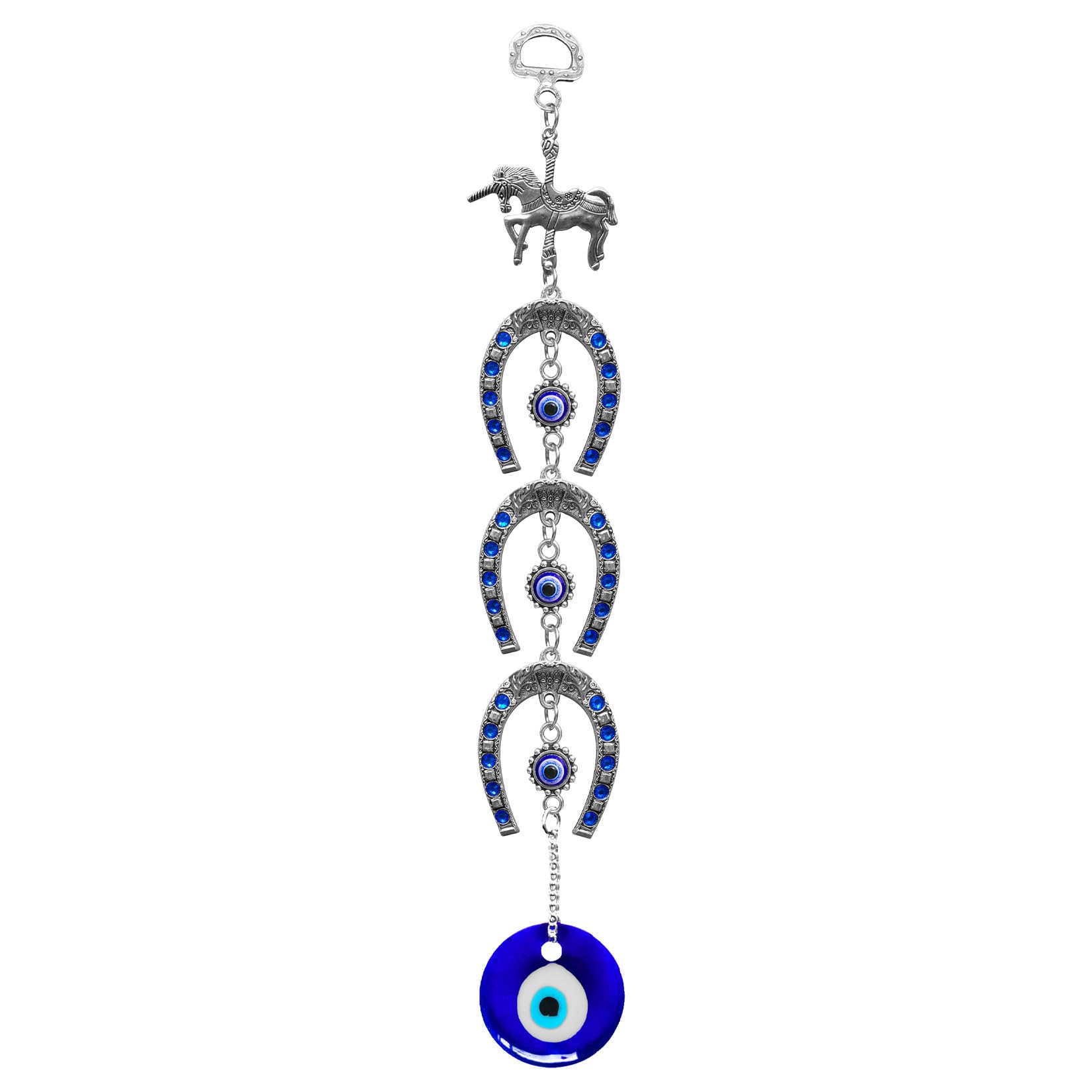 Blue Evil Eye Wall Hanging Pendant Horseshoe Shape Decor,Turkish Nazar Evil Eyes Amulet Room Decor for Home Protection (Horseshoe shape)