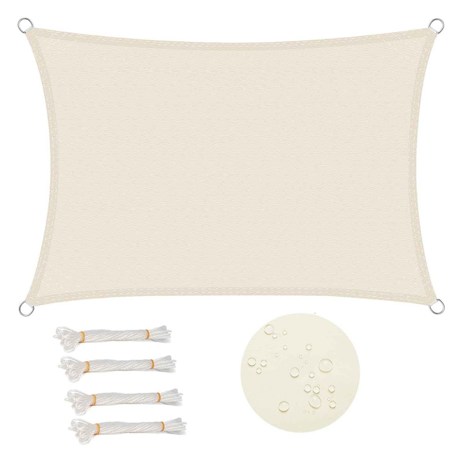 WOLTU Vela ombreggiante 5x7m in PES 160 g/m² Impermeabile Tenda a Vela Parasole Rettangolare Protezione Solare Respirante Anti UV Giardino Esterni Crema