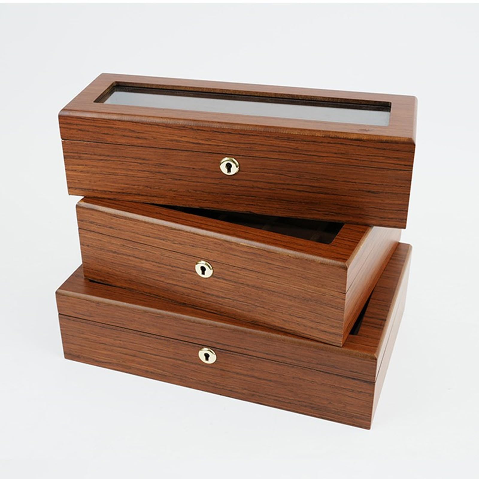 Vitrina de madera de alta calidad para relojes de 6, 10, 12 relojes con ventana visible, caja de colección de relojes