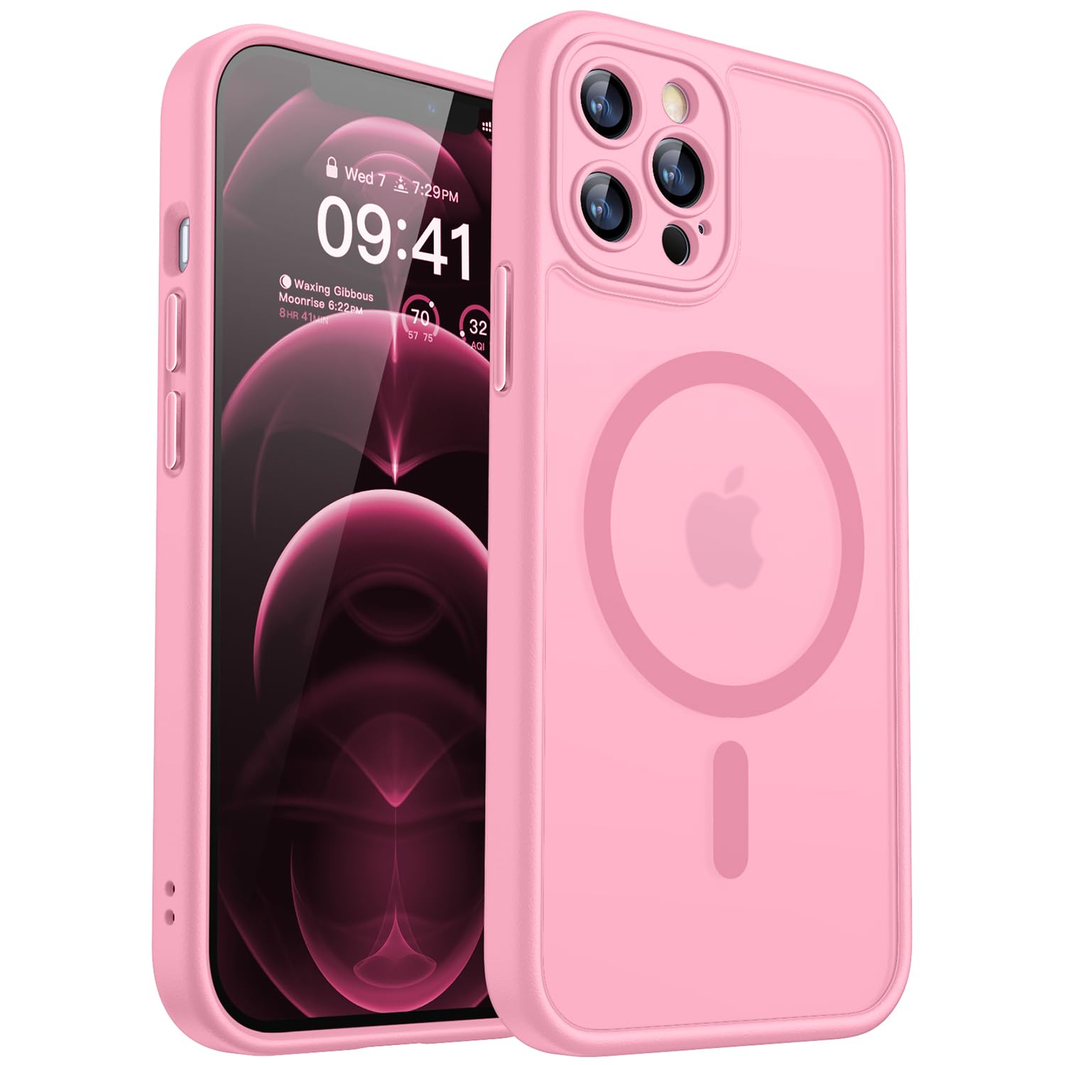 CANSHN Magnetic Shockproof for iPhone 12 Pro Case, Pink