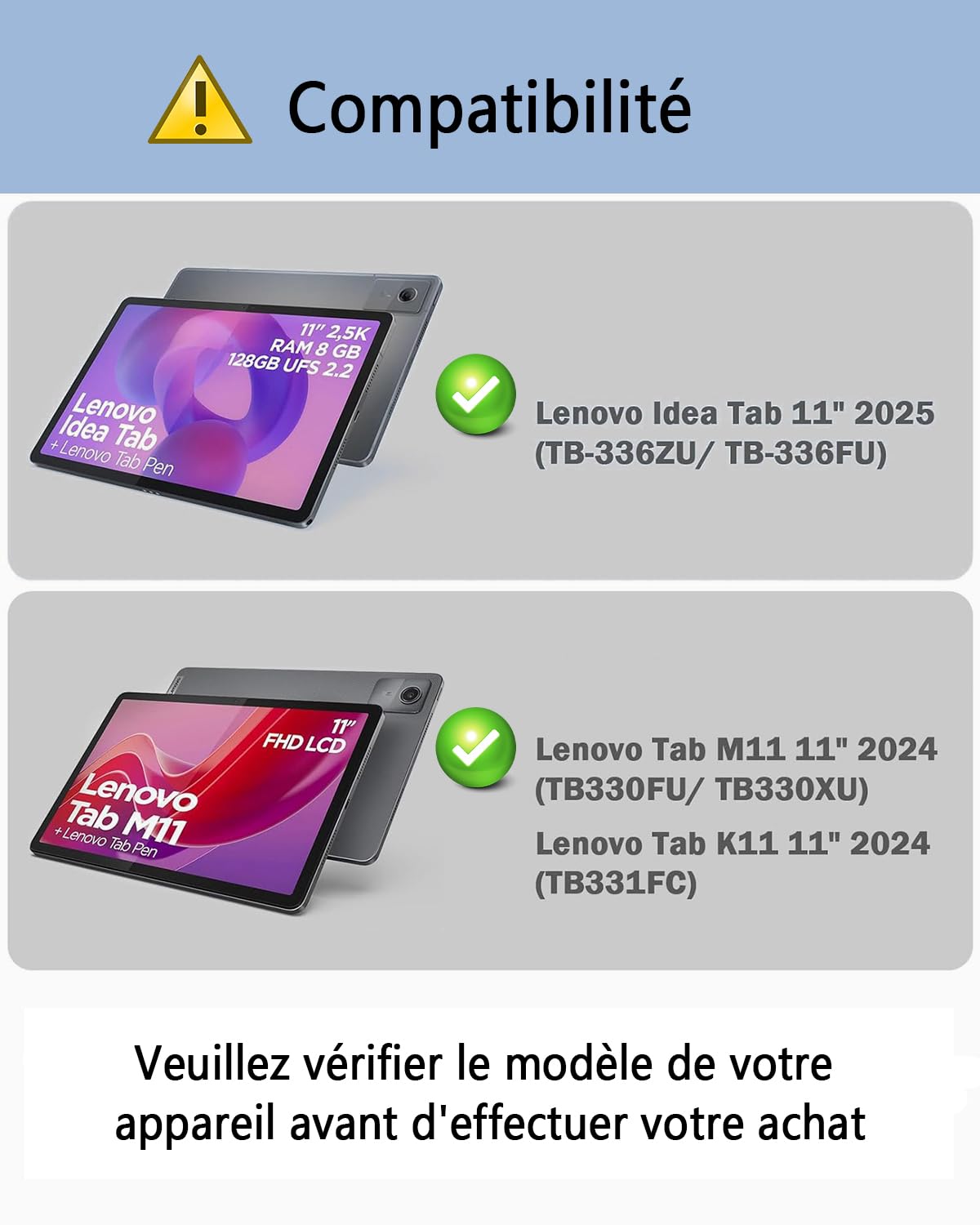 pour Lenovo Idea Tab (2025 TB336ZU/TB336FU)/ Lenovo Tab M11 (2024 TB330FU/TB330XU) 11 Pouces Coque avec Bluetooth sans Fil Français (AZERTY) Clavie Rétroéclairé Souris,Éclairage Arrière Keyboard Case