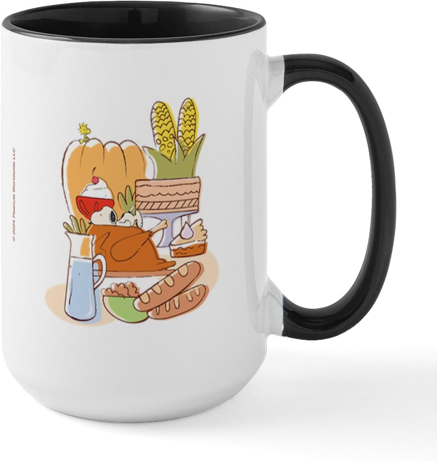 CafePress Snoopy Thanksgiving Dinner 15 oz (444 ml) Ceramic Coffee Mug