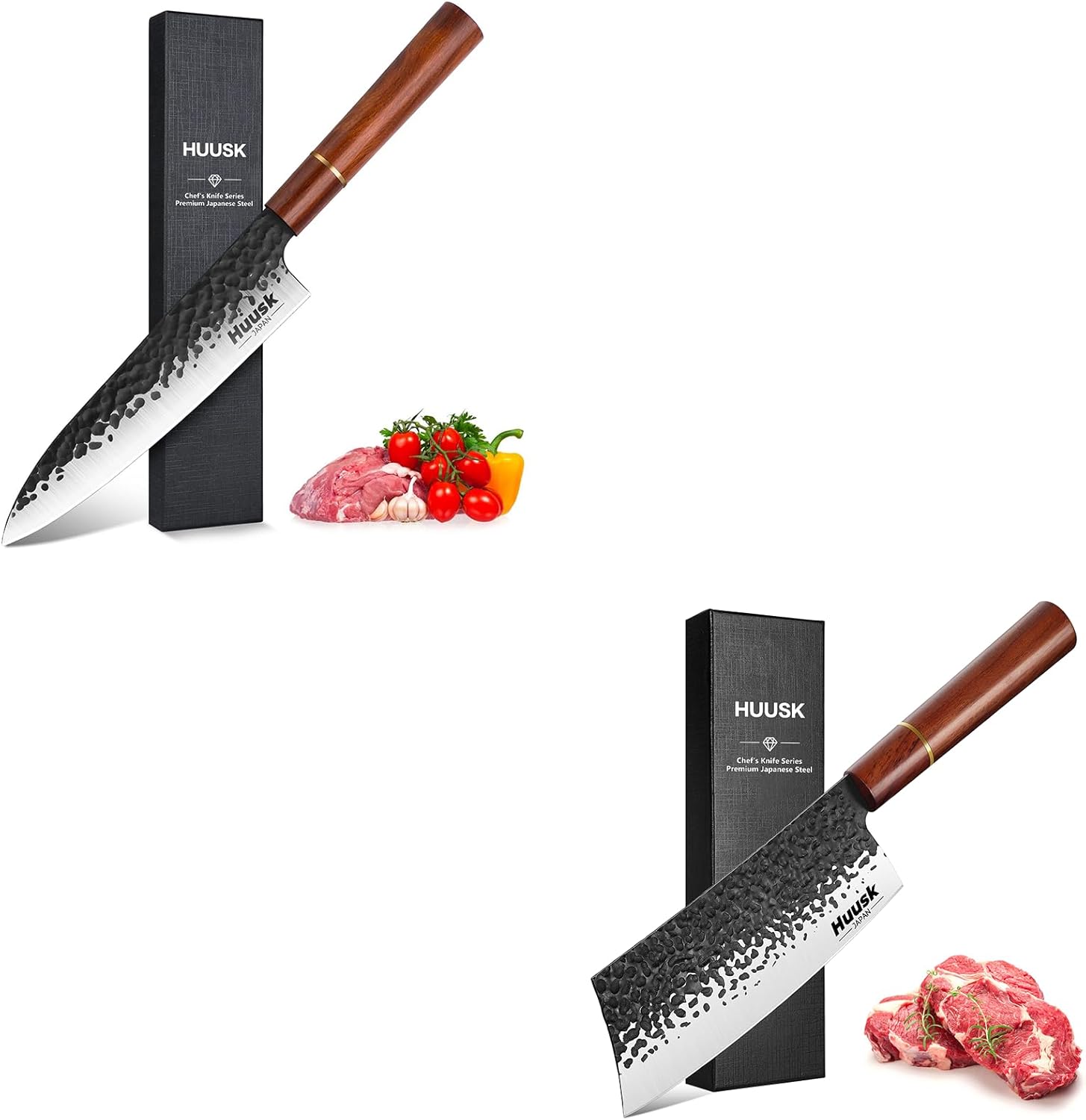 Amazon.com: Huusk High Carbon Steel Sharp Kitchen Knife Bundle with 8 Inch Gyuto Knife ...