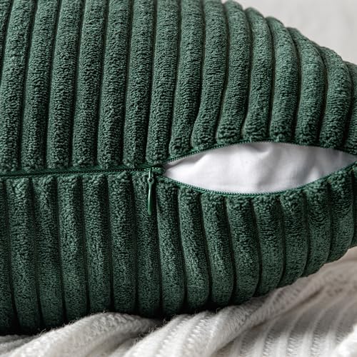 Image of MIULEE Army Green Decorative Throw Pillow Covers for Couch 20x20 Inch | 2 Pack, Boho Farmhouse Pillow Covers, Soft Cross Corduroy Patchwork Textured Cushion Cases For Bed Sofa