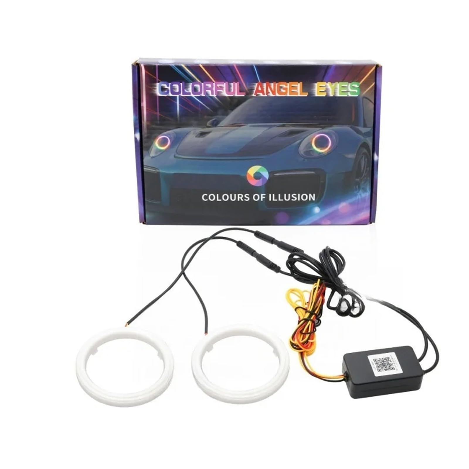 2 szt. RGB Bluetooth Angel Eye Halo Ring DRL Turn Signal Cotton 12 V (1 w 2, RGB APP_100 mm)