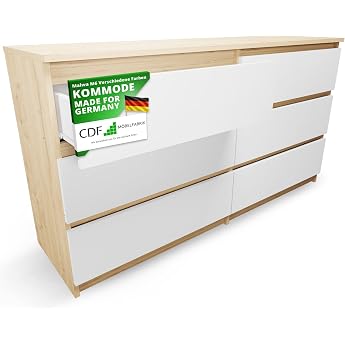 CDF Artisan Malwa M6 Chest of Drawers White with 6 Drawers for Living Room Bedroom 140 cm