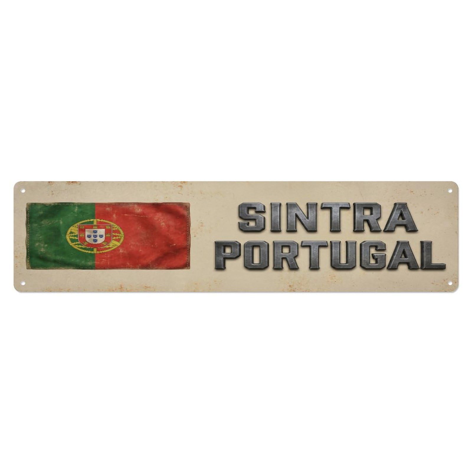 Metal Tin Sign Vintage Sintra Portugal Flag Decor Rustic Travel