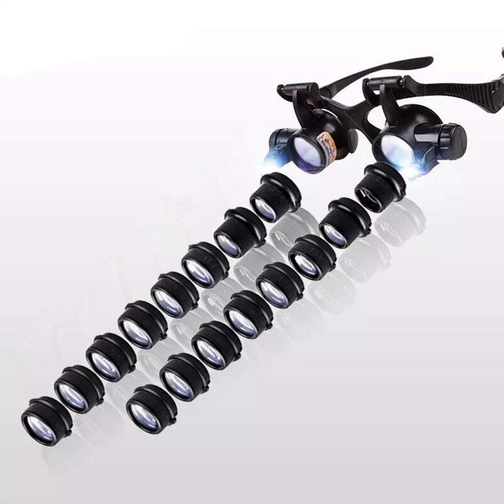 Vergrößerungsbrille, Reparaturuhr mit LED-Leuchten, Fernglas, 8 Paar optische HD-Linsen, Wartungslupe, Stempel-Identifikationswerkzeug, schöne Landschaft