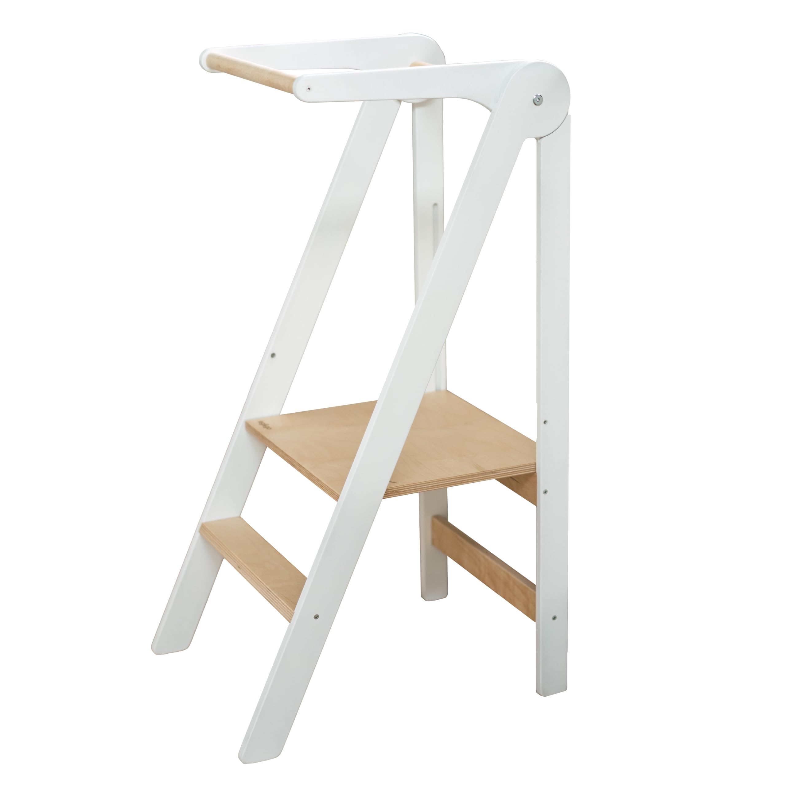 Leg&Go Montessori Folding Learning Tower with Height-Adjustable Platform - Fully Assembled and Ready to Use (White)