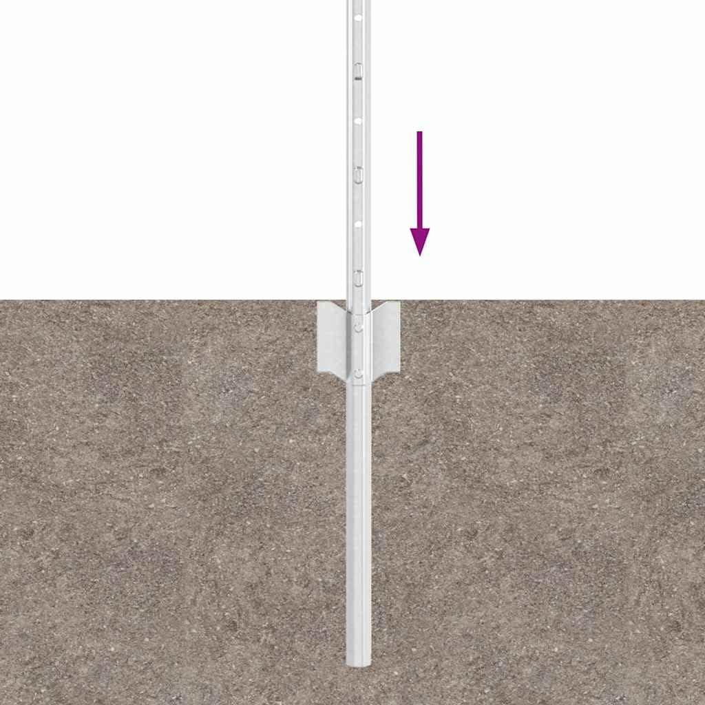 Postes de valla de hormigón, 5 unidades, color plata, 120 cm