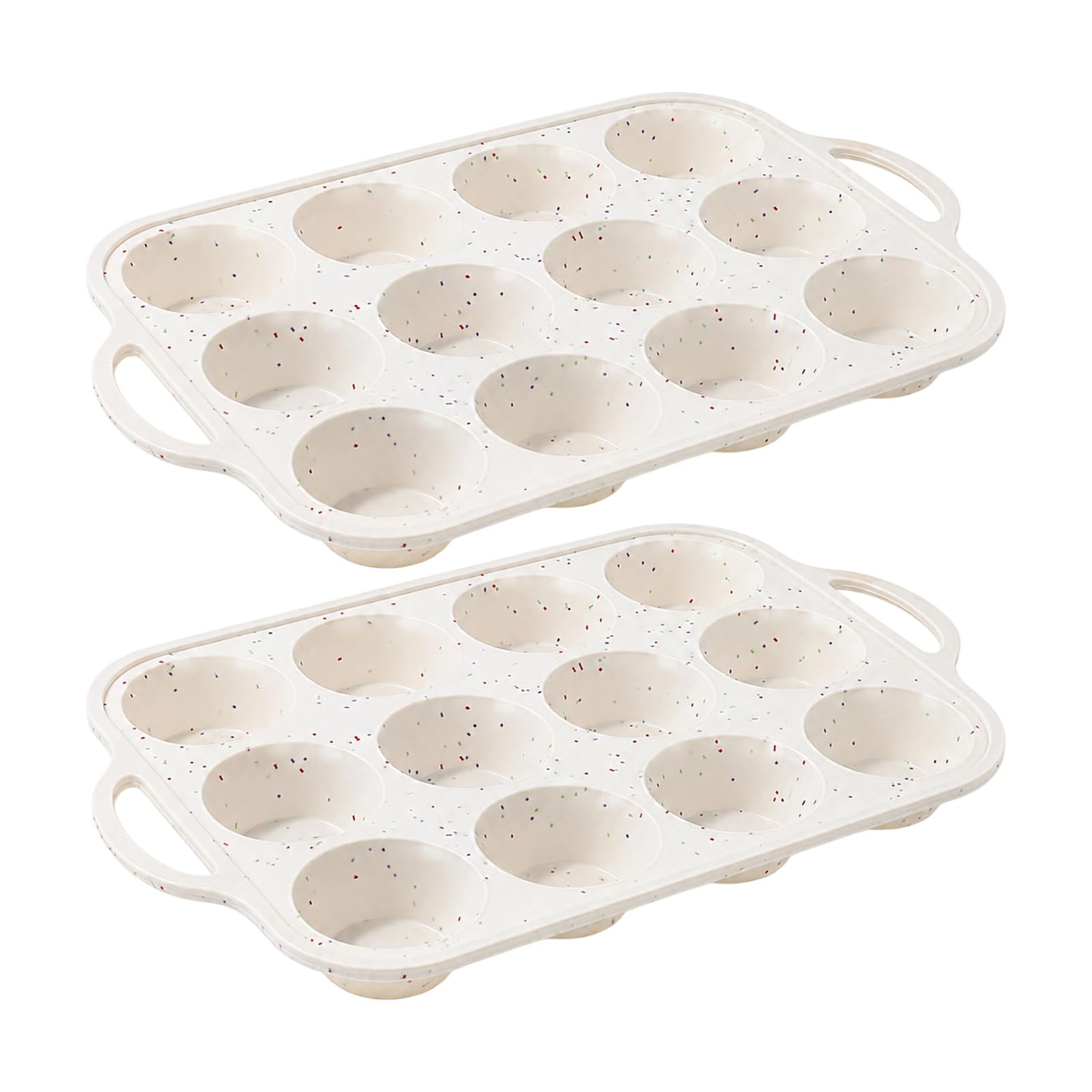 Ensemble de 2 moules à muffins en silicone de qualité alimentaire, ustensiles de cuisson de cuisine, moule à cupcakes réutilisable à dégagement facile pour la cuisson par lots, four à micro-ondes, à à