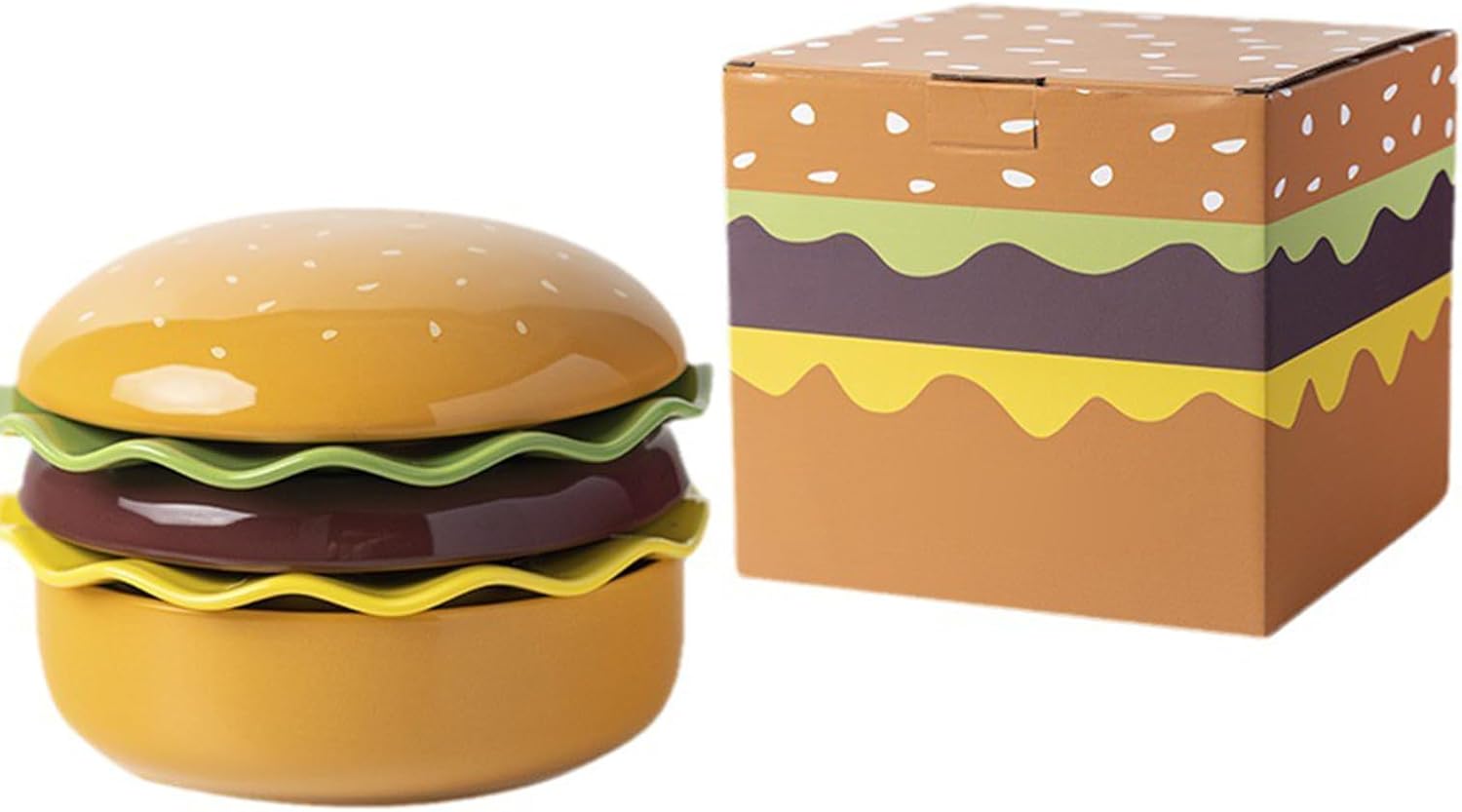 Hamburger Plate Set | Funny Microwave Safe | Cute Plate Set Serving Dishes,for Food Snack Dessert Home Kitchen Restaurant Camping Picnic BBQ Party
