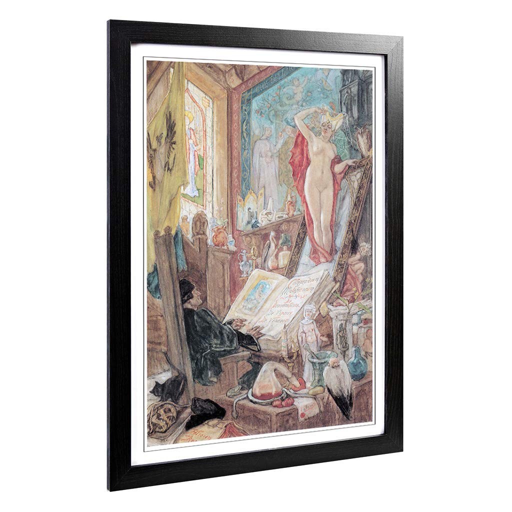 Big Box Art Framed Print of Felicien Rops Incantation Design | Wall Art Picture | Home Decor for Kitchen, Living, Dining Room, Bedroom, Hallway, Office, Black, A2 / 24.5x18 Inch / 62x45cm