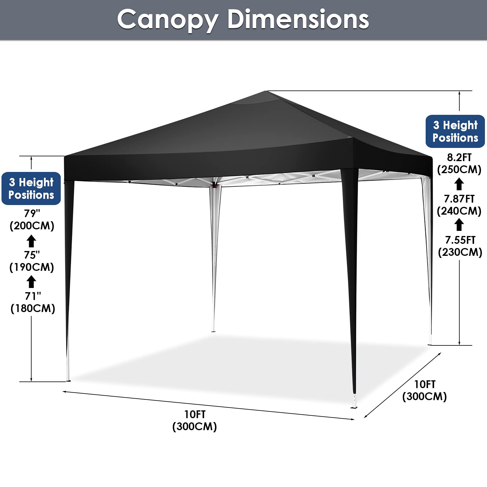 TOOLUCK Tienda de campaña desplegable de 10 x 10 pies, impermeable, para fiestas al aire libre, tiendas de campaña para fiestas, camping, eventos comerciales, cenador, carpa portátil para patio, boda,