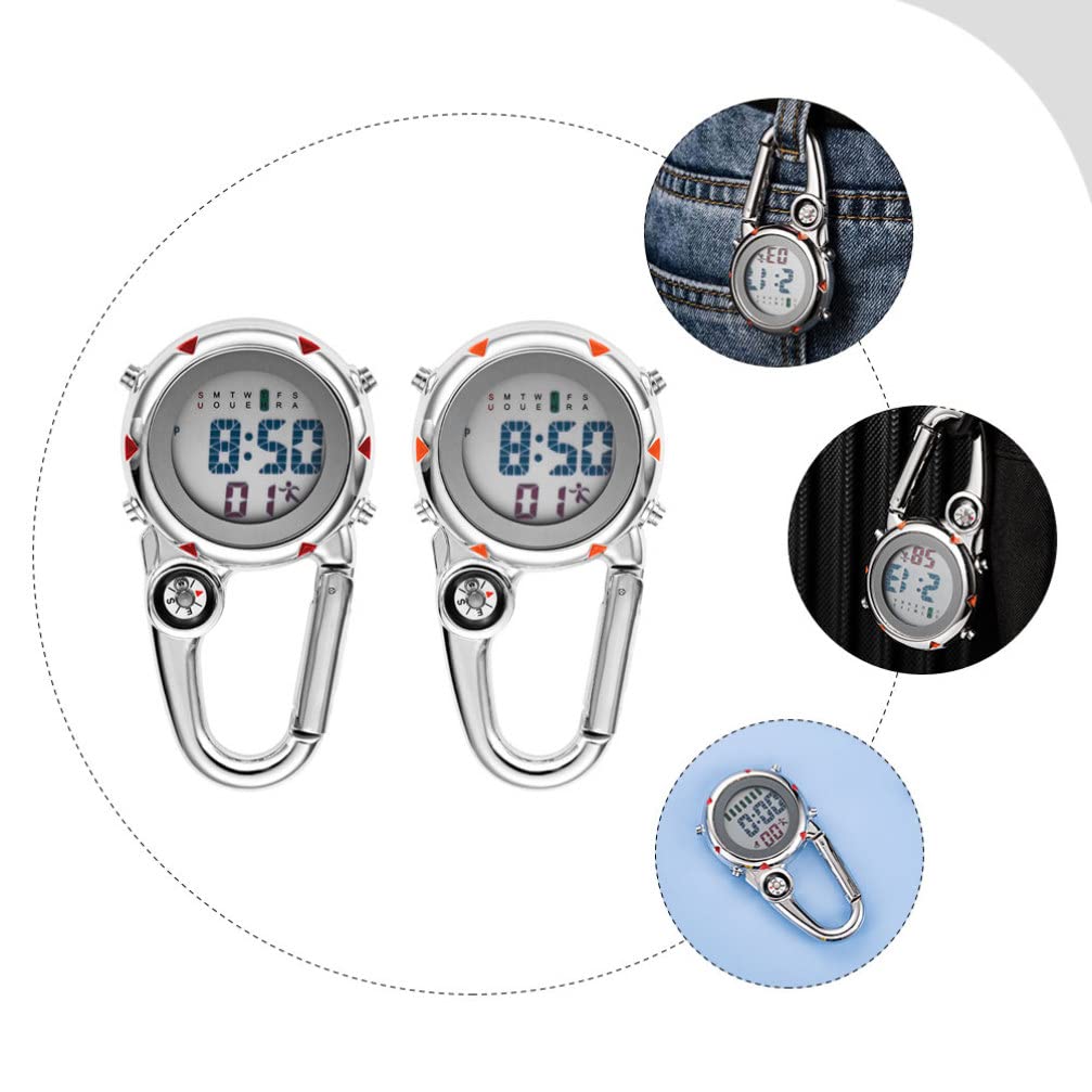 Hemobllo Leuchtende Clip Uhr aus Metall für Outdoor Abenteuer, 2 Stück
