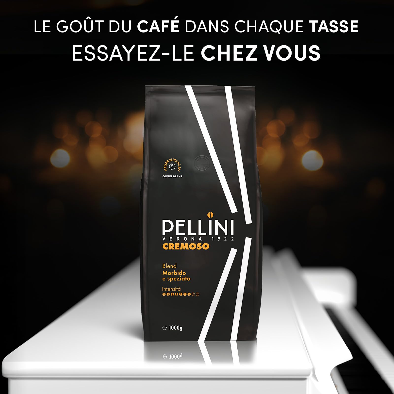 Pellini N.9 Crémeux, Café en Grains pour Espresso 1kg, Mélange d'Arabica et de Robusta au Goût Riche et Harmonieux, Café en Grains à la Torréfaction Moyenne