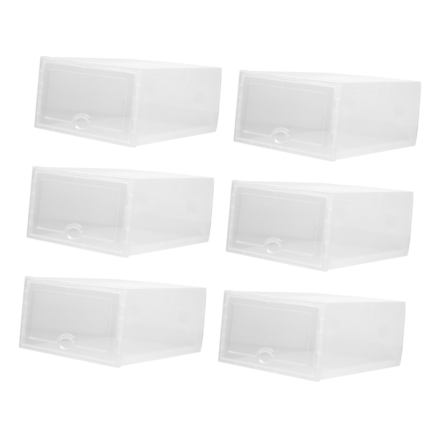 Set 6 Scatole Portascarpe Trasparenti in Plastica Cassetto, Contenitori Impilabili 33x23x14 Cm per Organizzazione Casa e Armadio