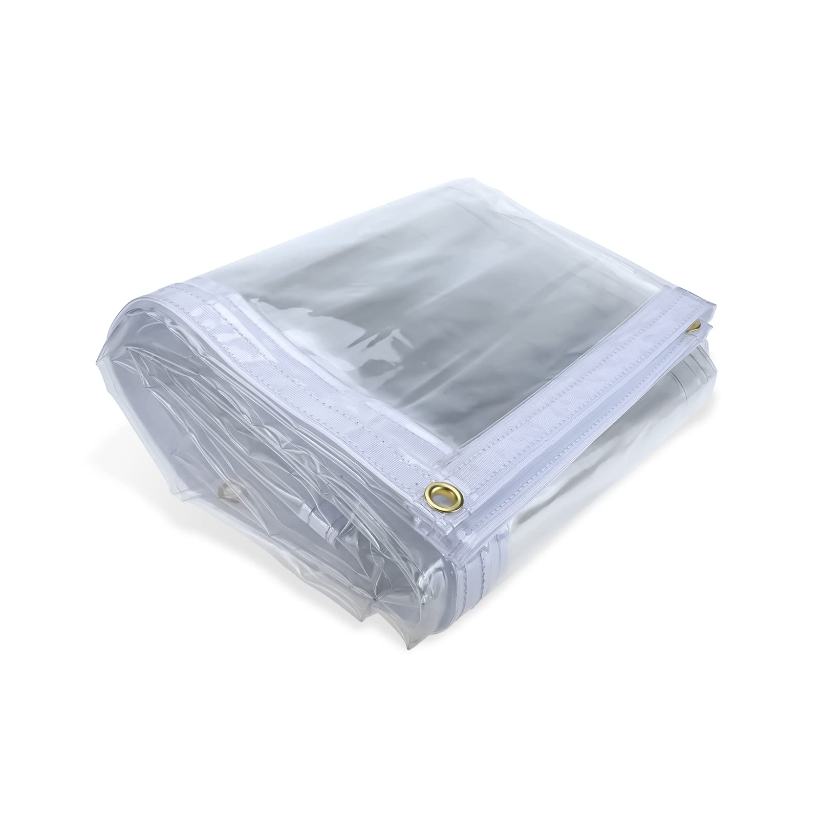 Clear Vinyl Tarp 10FT x 8FT Heavy Duty Vinyl Tarp 20 Mil Transparent and Waterproof Tarp Curtain PVC Tarpaulin with Brass Grommets for Canopy Patio Garden Pergola