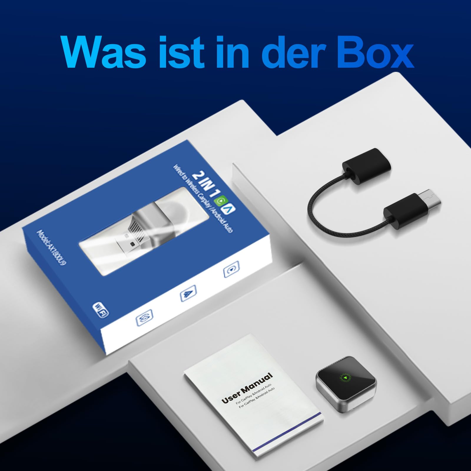 Drahtloser CarPlay-Adapter für Apple iPhone & Android (2025-2026 Upgrade) – Kompakte Größe, Plug & Play, Verbinden Sie Sich mit einem schnellen und stabilen Wireless CarPlay Adapter.