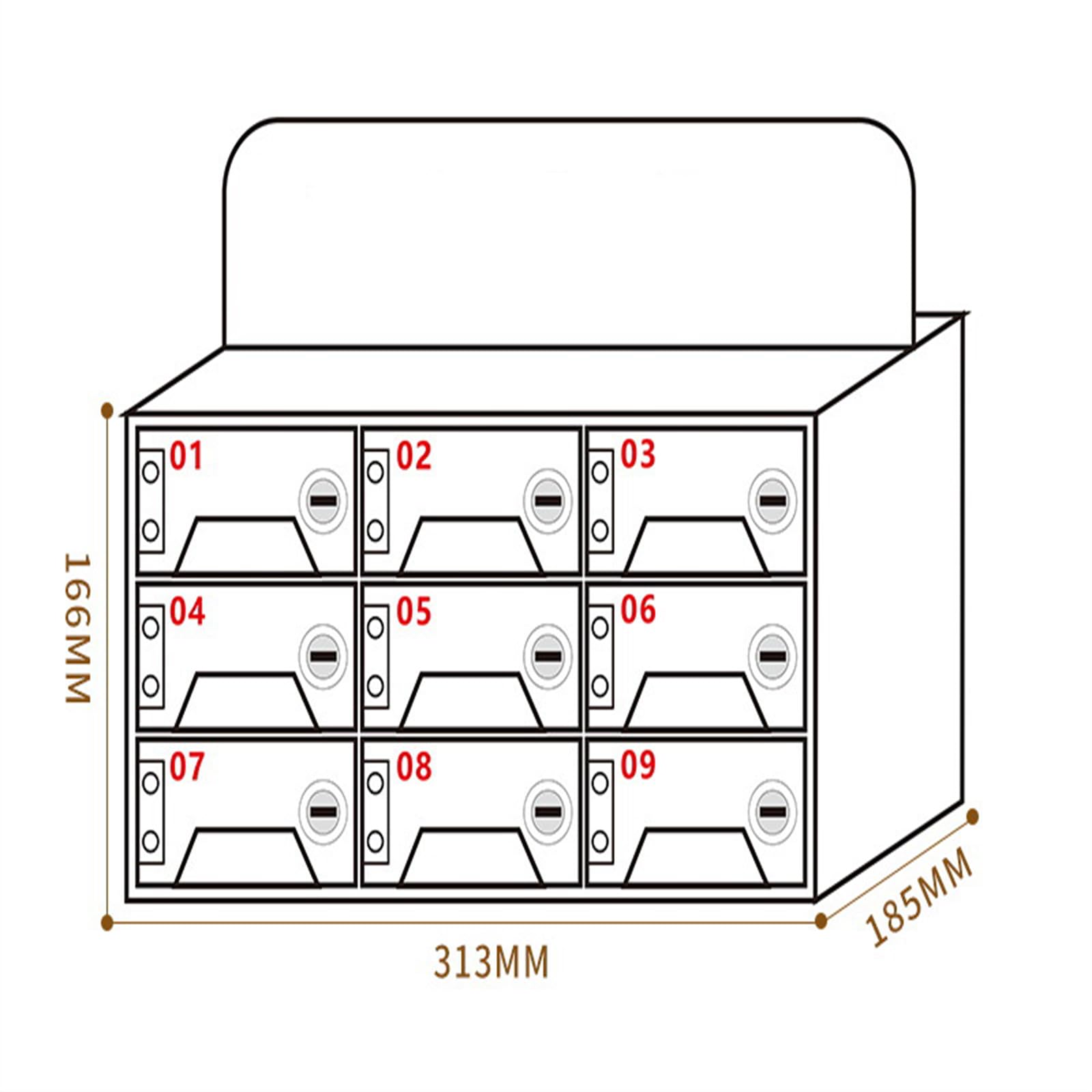 Caja De Almacenamiento para Teléfonos Móviles De 9 Compartimentos, De Acrílico, para Montaje En Pared, con Cerraduras Y Llaves, Ideal para Oficinas, Escuelas, Aulas Y Gimnasios,9grid