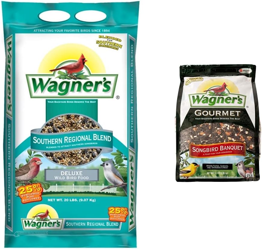 Wagner's Southern Regional Blend Wild Bird Food, 20-Pound Bag and Wagner's 82042 Songbird Banquet Wild Bird Food, 5-Pound Bag