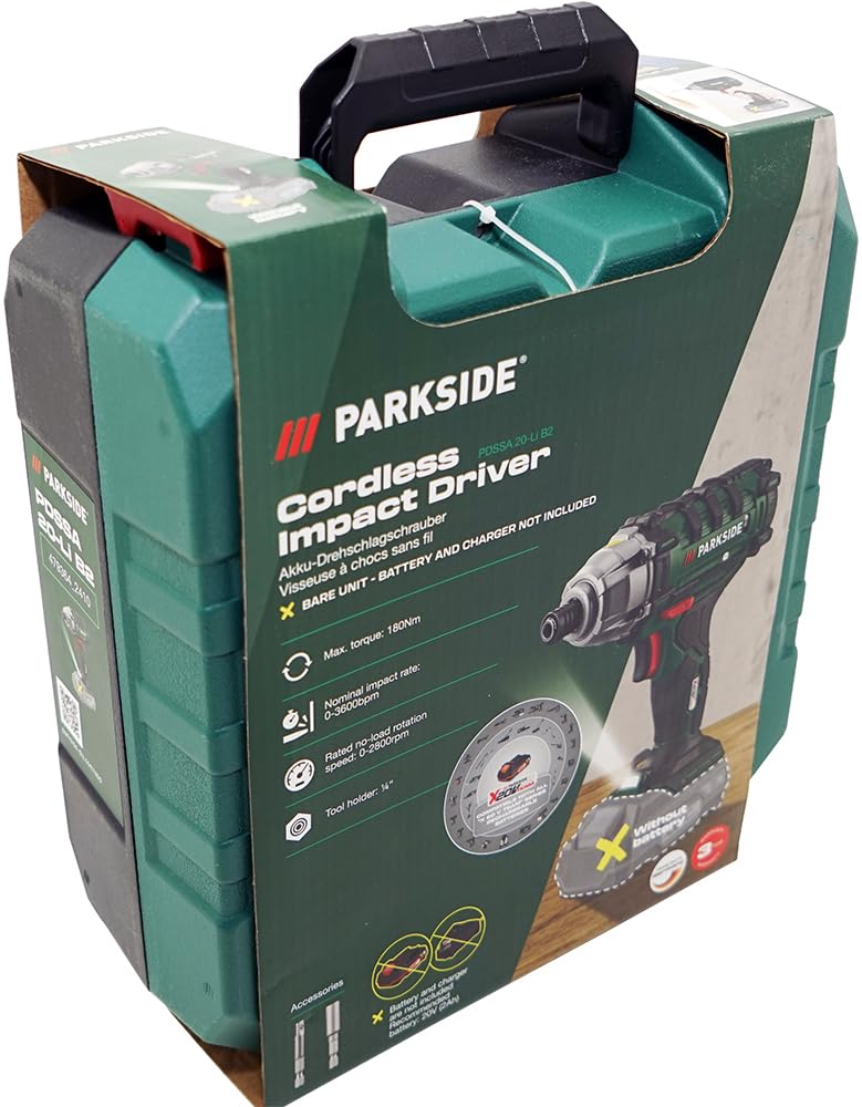 HEADNMORE Bundle – PARKSIDE 1/4 cala akumulatorowa wkrętarka udarowa 20 V PDSSA 20 (bez akumulatora) + breloczek do kluczy