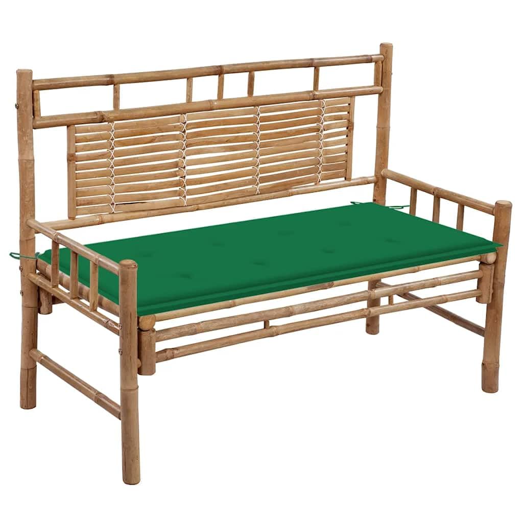 Ławka ogrodowa z nakładką, 120 cm, bambusowa, odporna na warunki atmosferyczne, ławka do siedzenia, do ogrodu, na taras, balkon, werandę, wytrzymała, stabilna dwuosobowa ławka do siedzenia z
