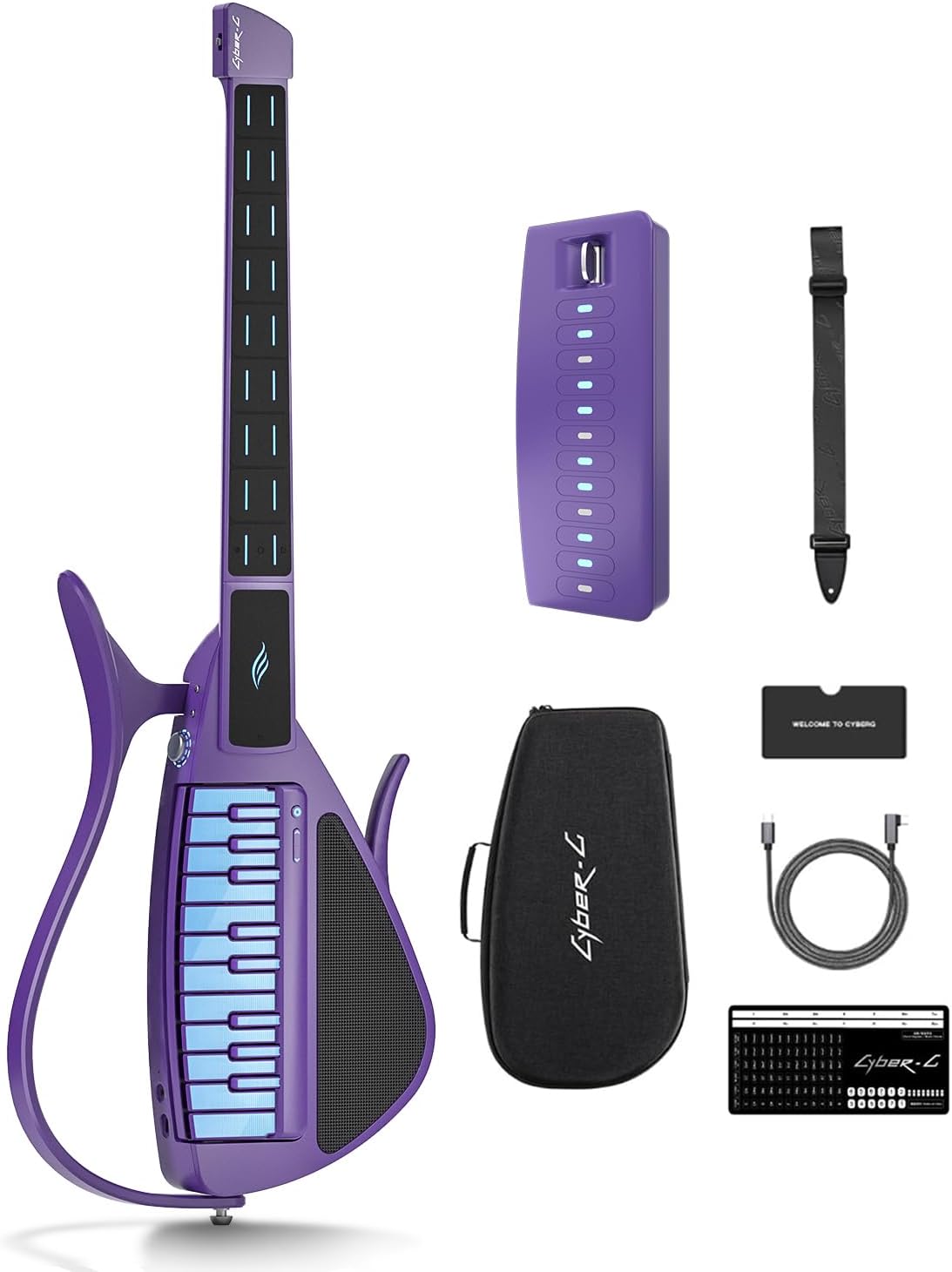 Enya CYBER-G Stringless Smart Guitar, Foldable Travel Backing Guitarra & Cyber G Guitar Pick Module - Image 1 of 8