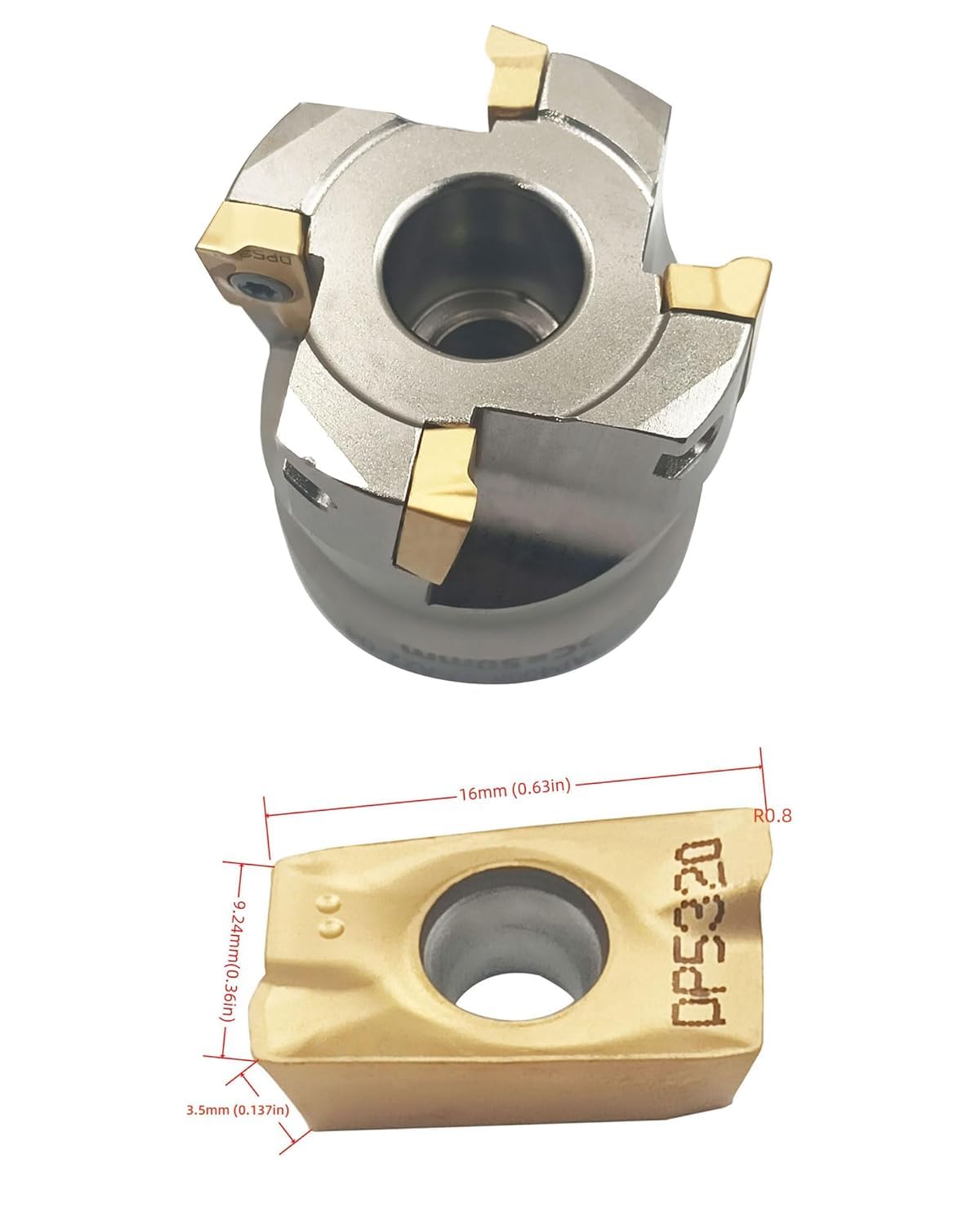 50mm R8-FMB22 Halterverlängerung Stirnfräser mit 400R-50-22 Planfräse 10 Stück APMT1604PDER-DP Hartmetall-Wendeschneidplatten + T15 Schlüssel für CNC-Maschinen, Metallbearbeitung