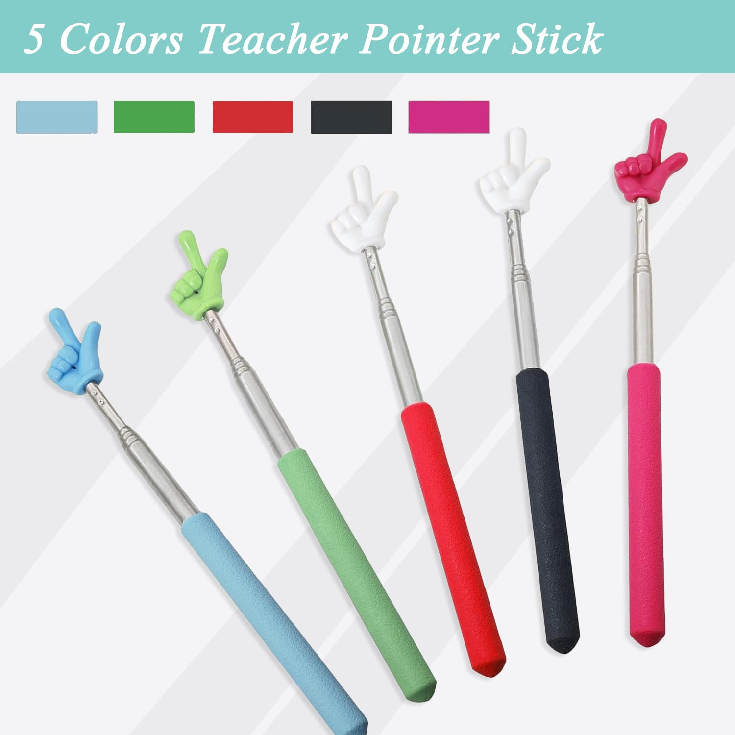 Kamwuld 5Pcs Pointer Finger Stick – Multipurpose Teacher Supplies Pointer Stick, Classroom Pointer and Finger Pointer Stick, Engaging Colors – Classroom Essentials for Effective Presentations