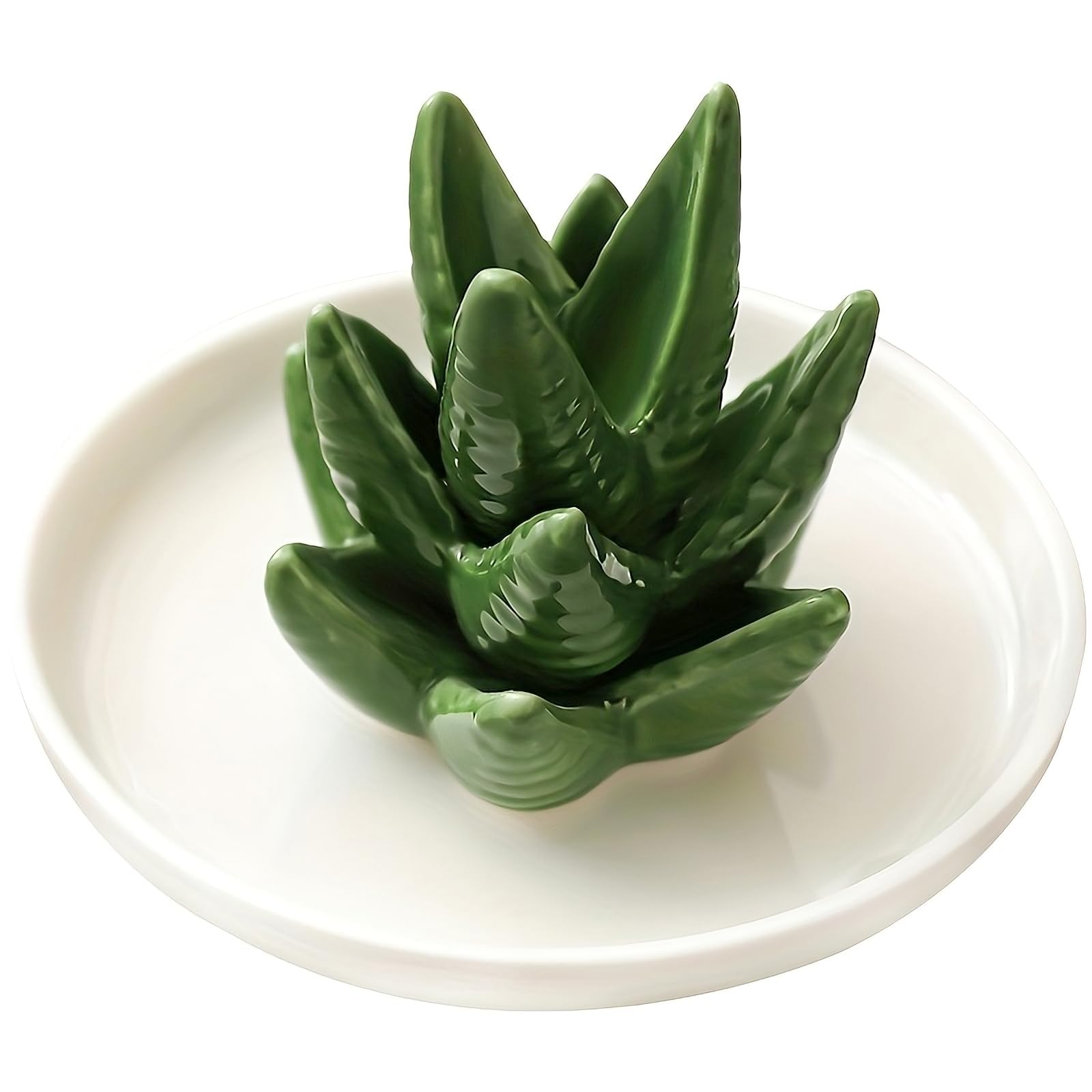 Aloe-Cactus-Jewelry Tray-Ring Necklace Jewelry Trinket-Ceramic Succulent Decorative-Holder for Wedding Engagement Home Decor