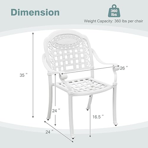 Miniatura 3 de Giantex Juego de 2 sillas apilables para exteriores, de aluminio fundido para todo tipo de clima, sillas de patio para césped, porche, jardín,