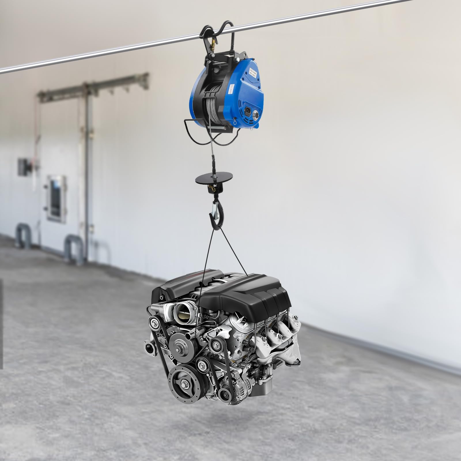 Elektrische Seilwinde 250kg Seilzug Motorwinde 1500W Seilhebezug Hebezug 19m/min Flaschenzug Kettenzug mit Drahtlose Fernbedienung