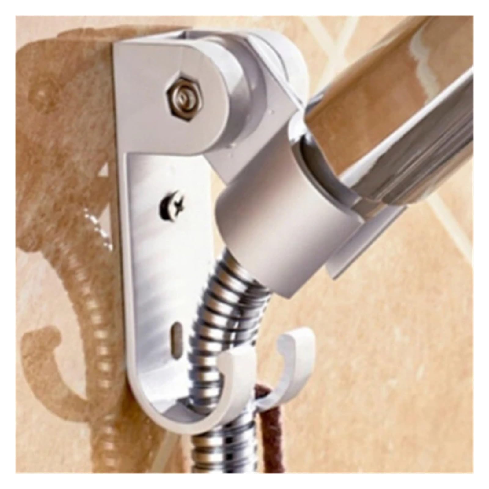 Soporte de ducha de mano con ventosa ajustable, soporte de riel de ducha chapado completo, accesorios de baño elegantes para una fácil instalación (plateado)