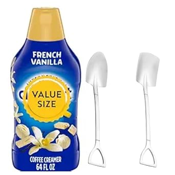 Dumbass Coffee International-Delight Liquid Coffee Creamer, 64 fl oz Bottle of Creamy Smooth Delightful Coffee Creamer and Mini Metal Shovel Spoons French Vanilla Shovel Spoons