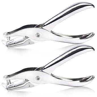 2 Pcs Hole Punch,Metal Single Hole Paper Punch Punchers,1/4 Inch and 1/8 Inch Single Hole Punch,Suitable for DIY Craft Labels and Greeting Cards Home Office Learning
