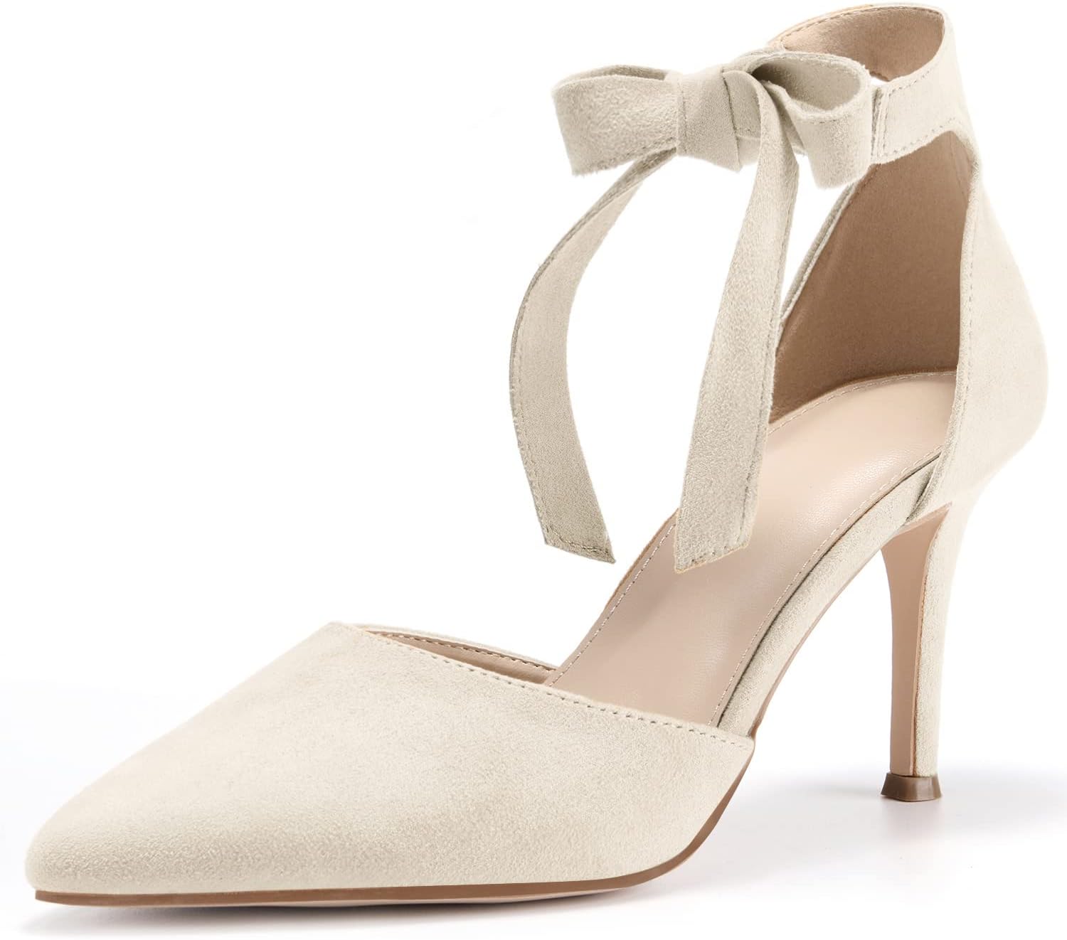 Womens High Heel Pointed Toe Pumps Ankle Tie Classic Office Special Dress Party Shoes