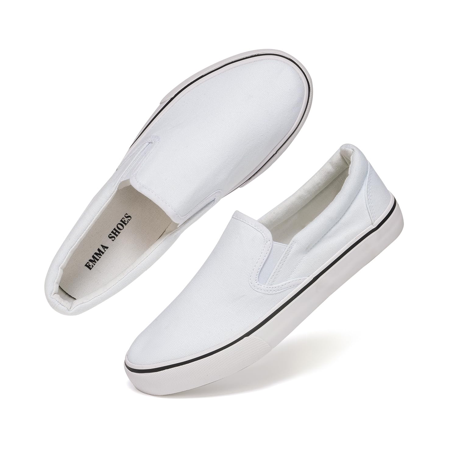 Emma Shoes Low-Top Slip Ons Women's Fashion Sneakers Casual Canvas Sneakers for Women Comfortable Flats Breathable Padded Insole Slip on Sneakers