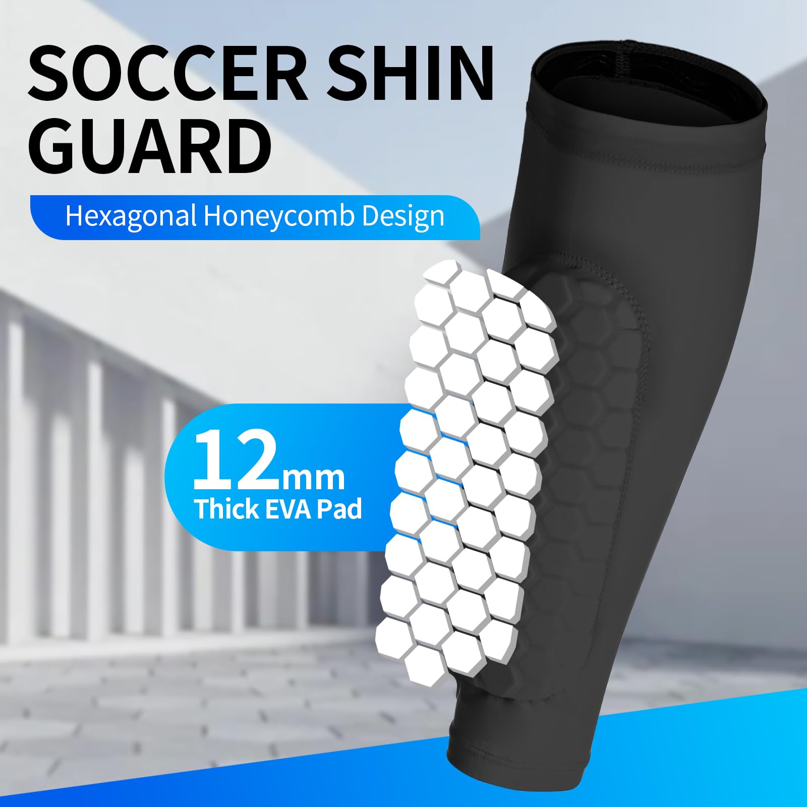 Shin Defender Shin Guards Soccer Kids Socks - Protective Gear for Youth Players (Black, S)